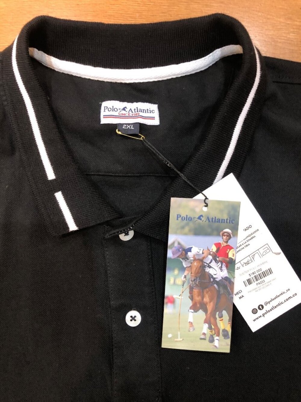 NWT Polo Atlantic Cotton Blend Black & White Short Sleeve Polo Shirt Size 2XL